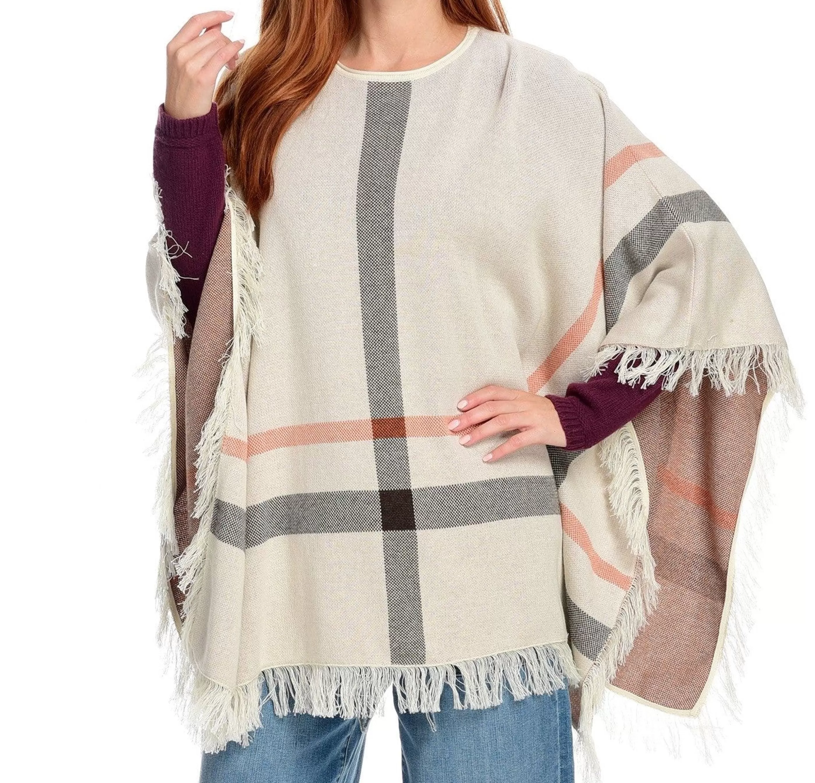 J. W. Hulme Co Plaid Poncho By Blue Ladies^Women Tops